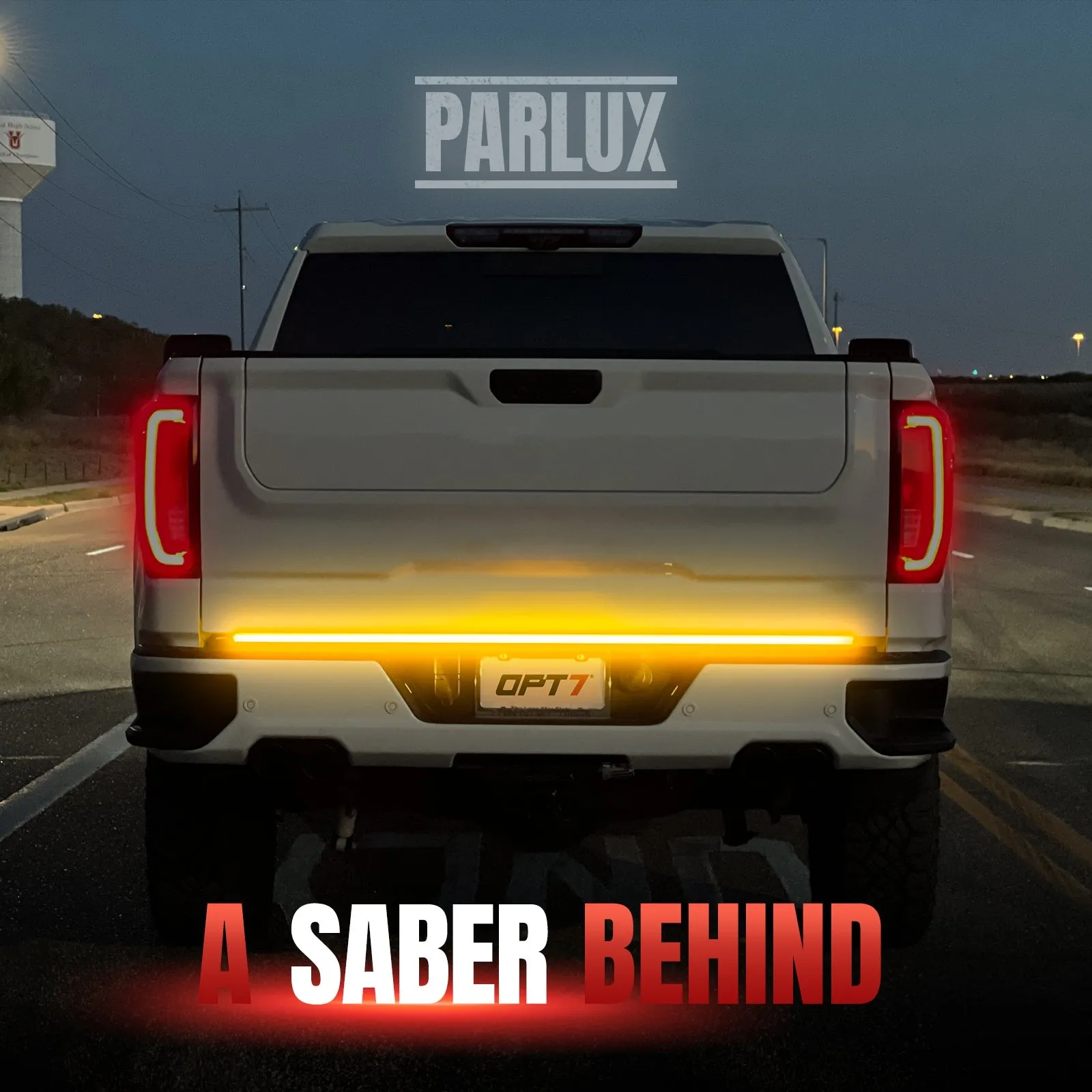 OPT7 Redline Parlux Triple Tailgate Light Bar 60" Bundle for Ford F150 15-20 with Blind Spot Easy Connect Harness
