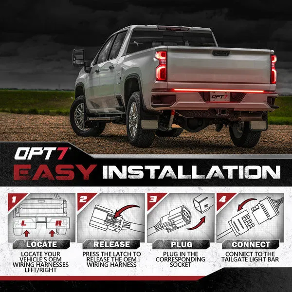 OPT7 Redline Triple Tailgate Light Bar 48" Bundle for Chevy Silverado-GMC Sierra 1500 19-21