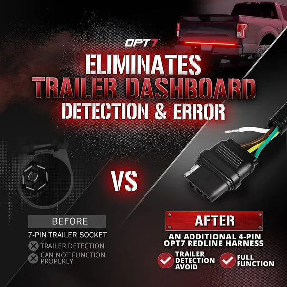 OPT7 Redline Triple Tailgate Light Bar 60" Bundle for Ford F150 15-18 Easy Connect Harness