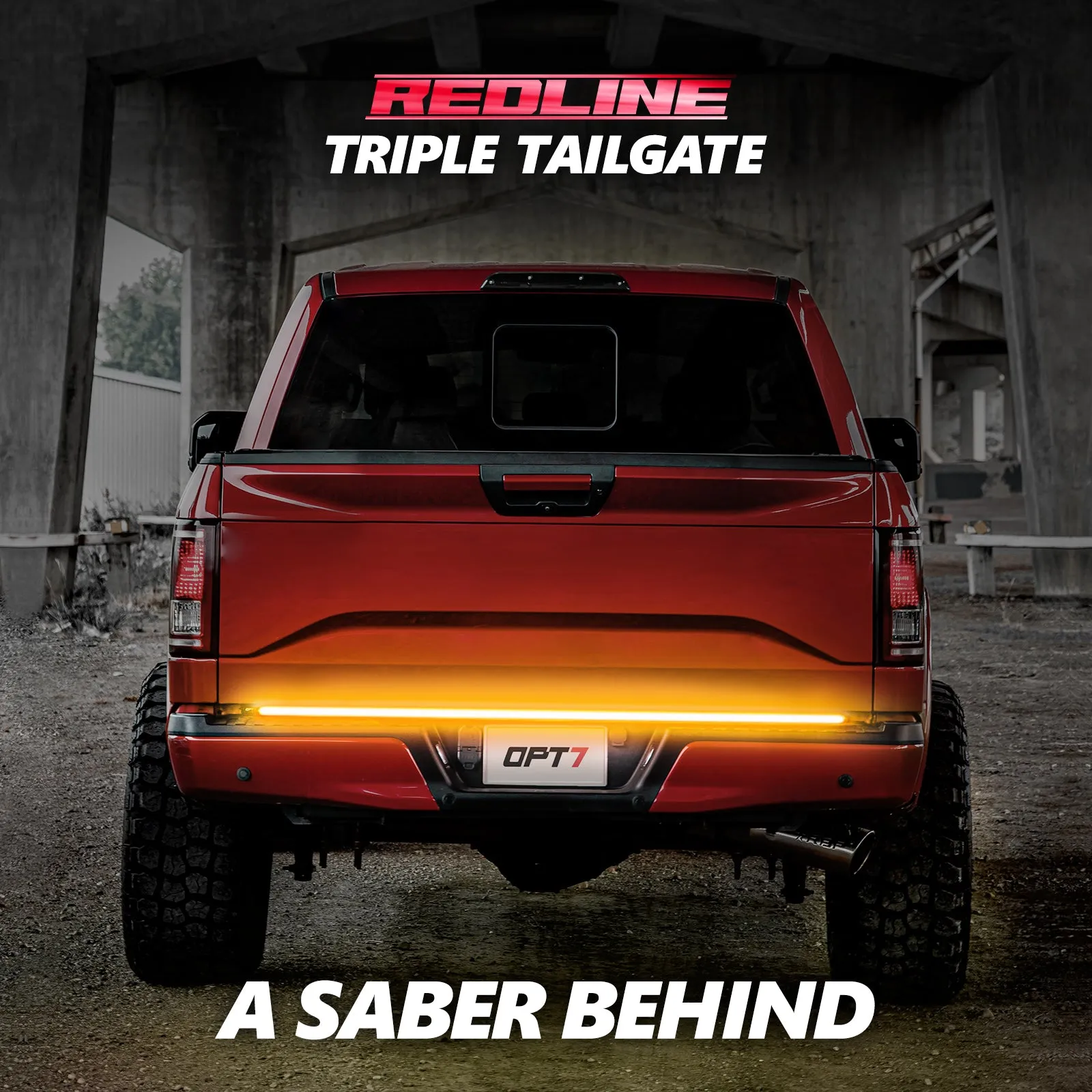 OPT7 Redline Triple Tailgate Light Bar 60" Bundle for Ford F150 15-18 Easy Connect Harness