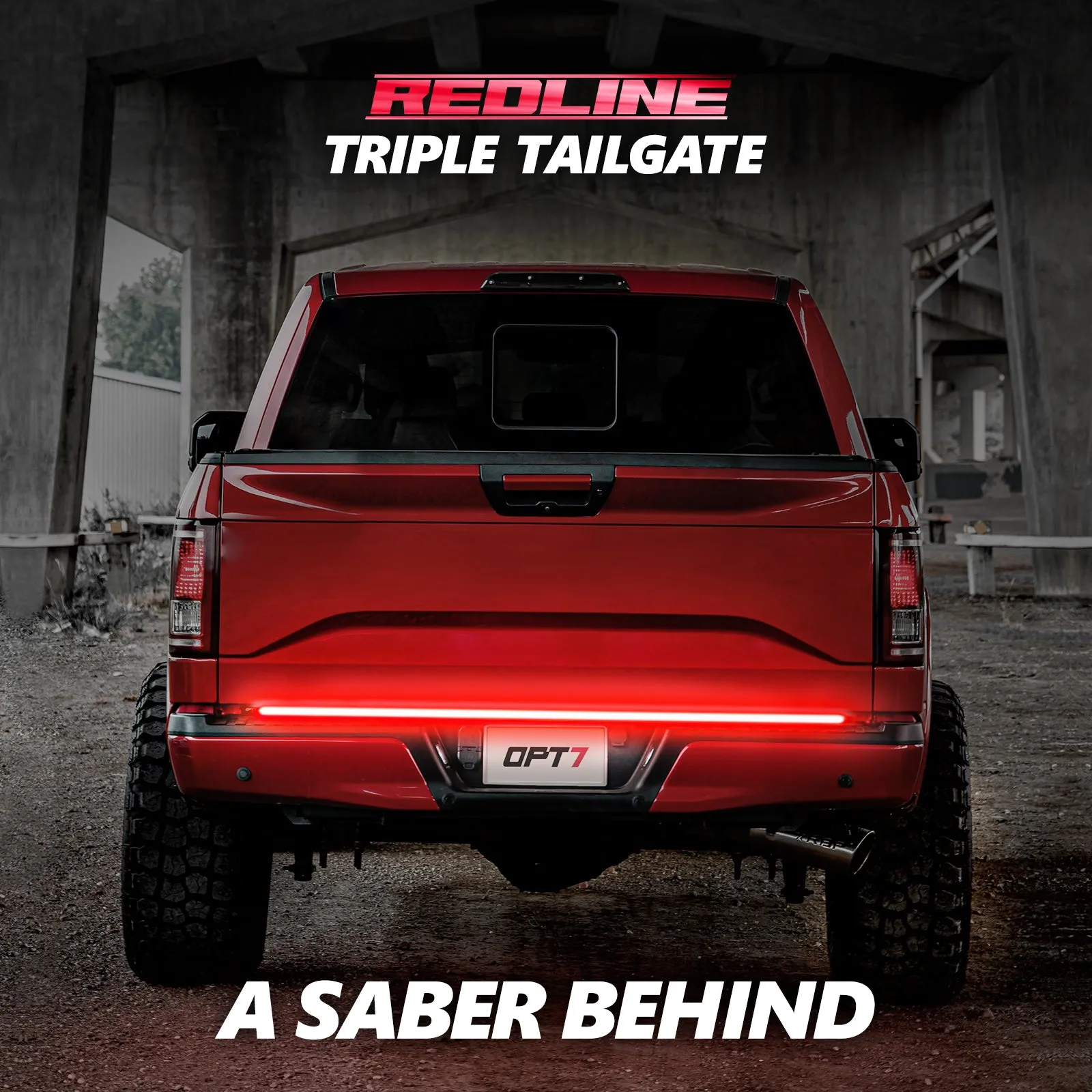 OPT7 Redline Triple Tailgate Light Bar 60" Bundle for Ford F150 15-18 Easy Connect Harness