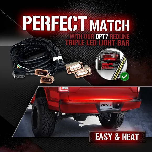 OPT7 Redline Triple Tailgate Light Bar 60" Bundle for Ford F150 15-18 Easy Connect Harness