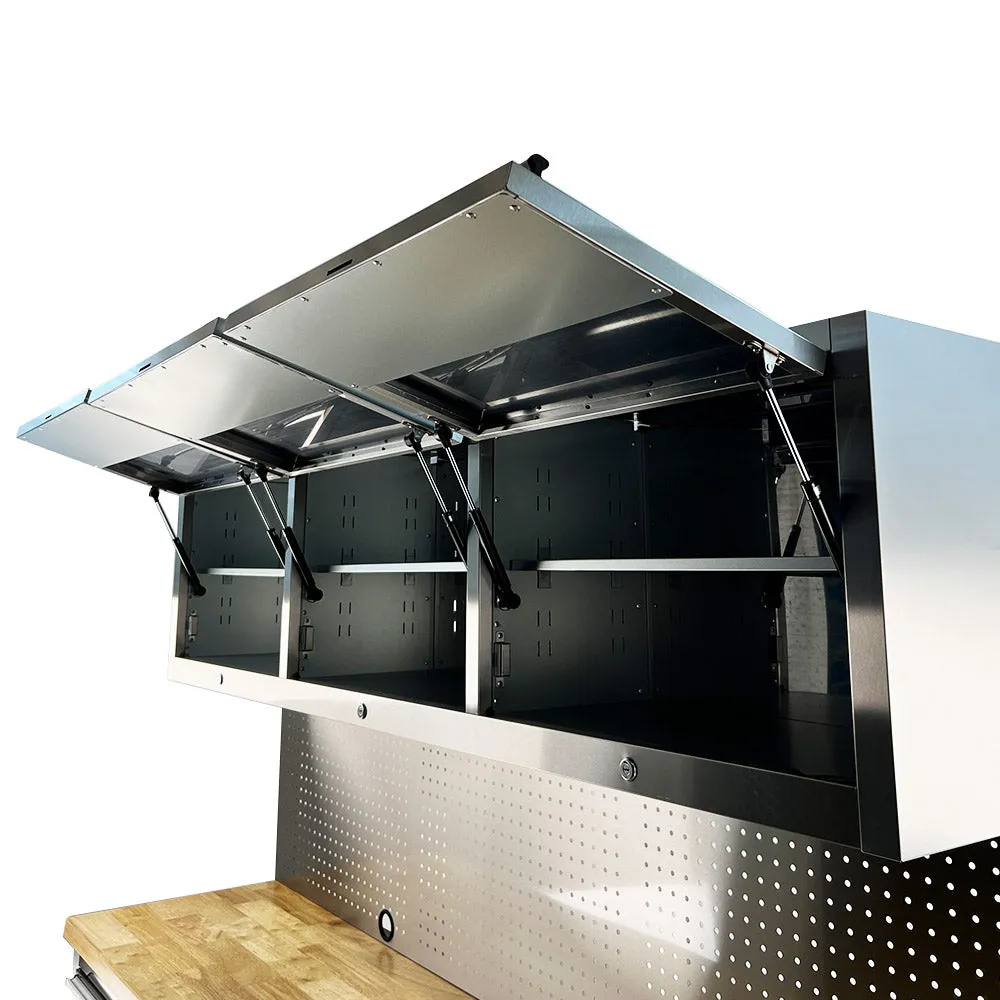 Pittsburgh P00001 72" 15 Drawer Stainless Steel Cabinet with 3 Door Cabinet & Peg Board