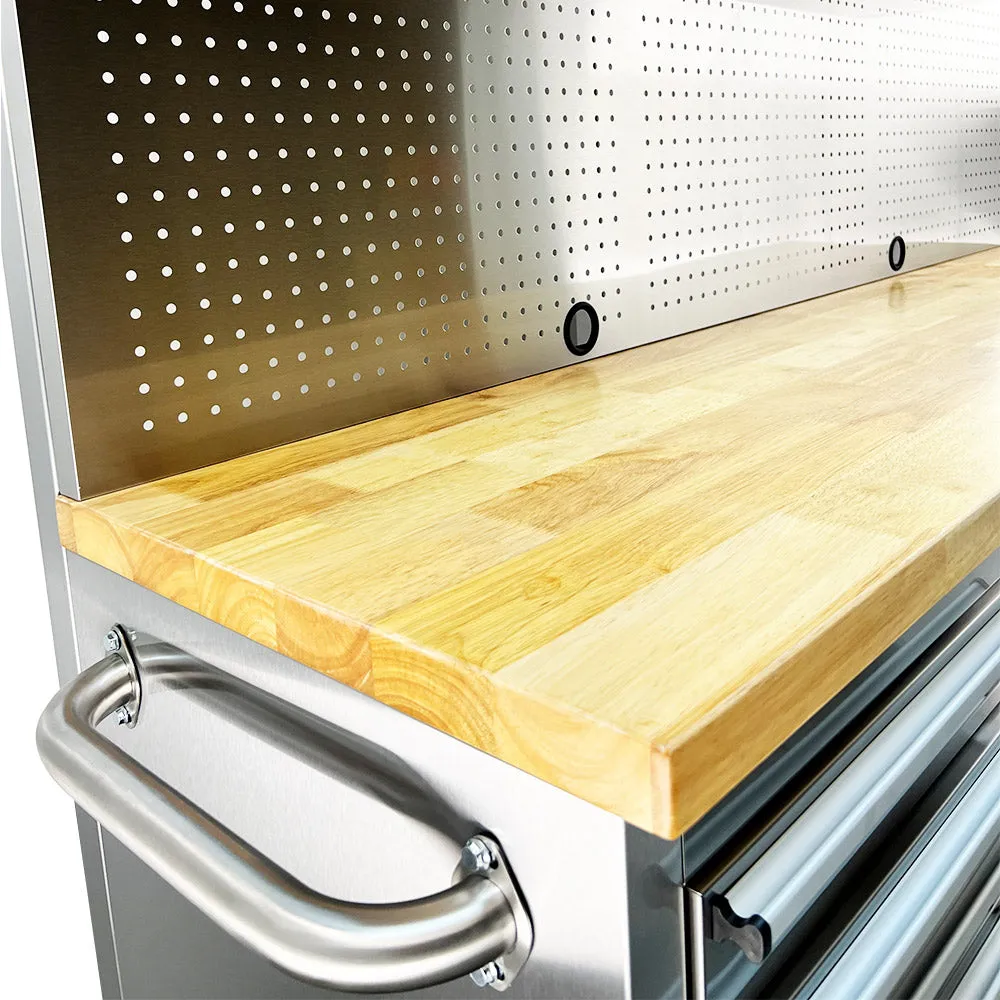 Pittsburgh P00001 72" 15 Drawer Stainless Steel Cabinet with 3 Door Cabinet & Peg Board
