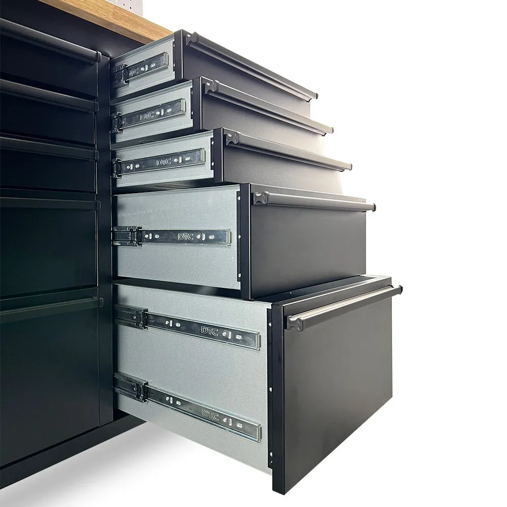 Pittsburgh P00004 72" 15 Draw Black Roller Cabinet with 3 Door Black Cabinet
