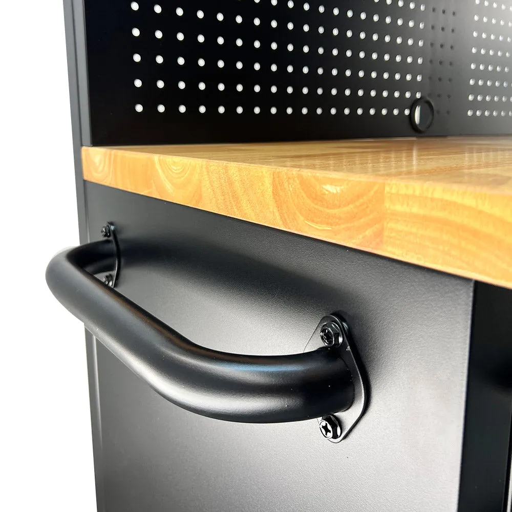 Pittsburgh P00004 72" 15 Draw Black Roller Cabinet with 3 Door Black Cabinet