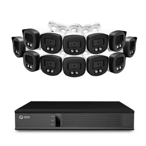 Qsee 4K Lite 16-Channel NVR (No HDD), 12PCS 5MP IP Camera System Featuring Color Night Vision,  16 PoE Ports