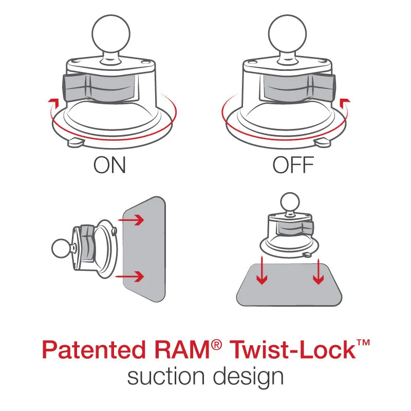 RAM® Twist-Lock™ Suction Cup Mount with Action Camera Adapter - Short