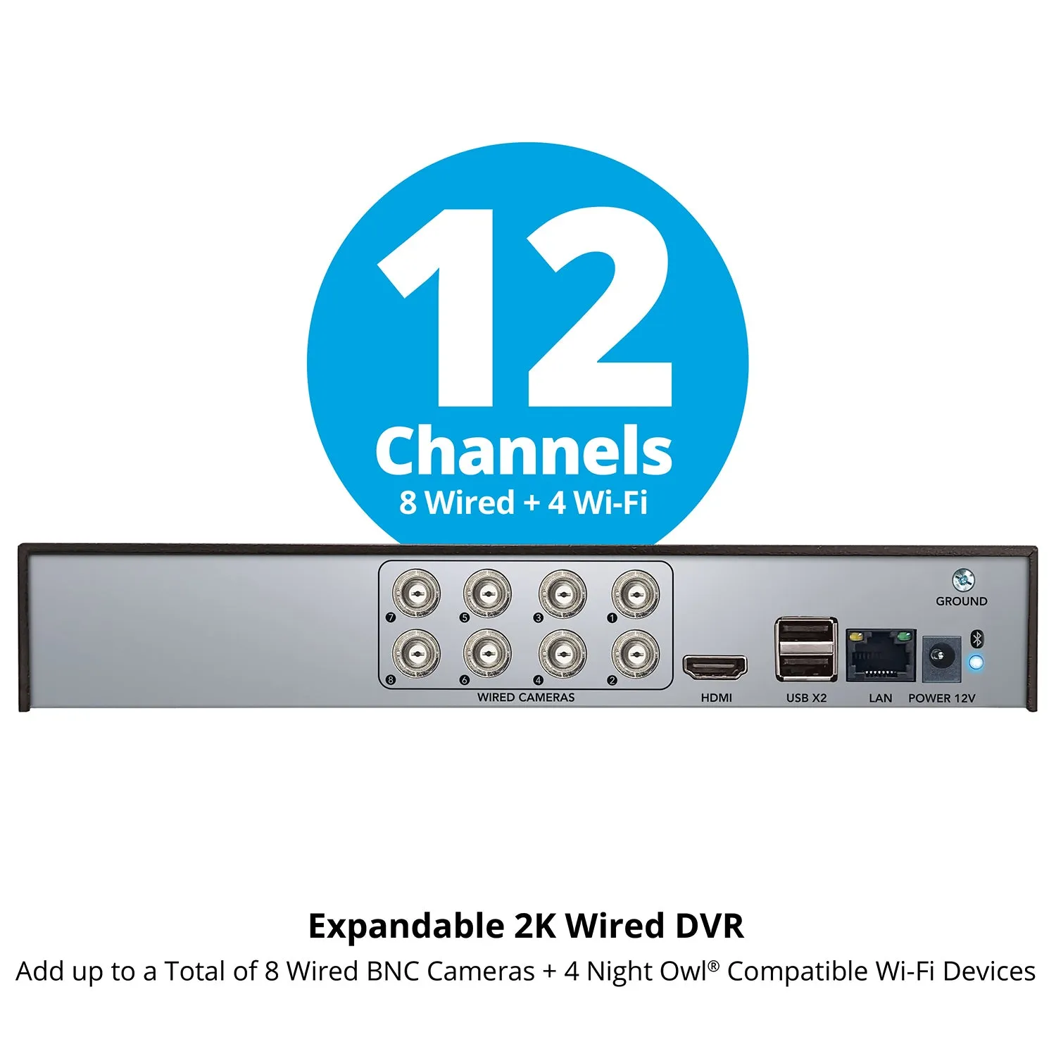 Refurbished 2-Way Audio 12 Channel 2K DVR with 2TB Hard Drive - Add up to 12 Total Devices
