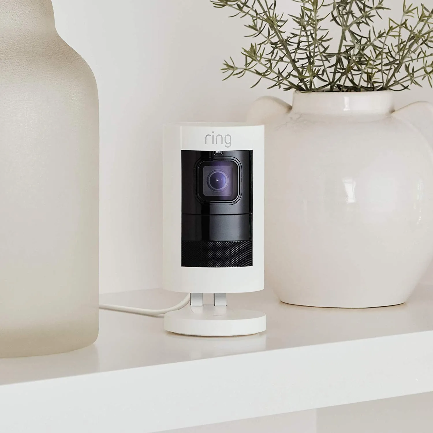 Ring Stick Up Cam Elite HD Security Camera with Two-Way Talk, White, Works with Alexa