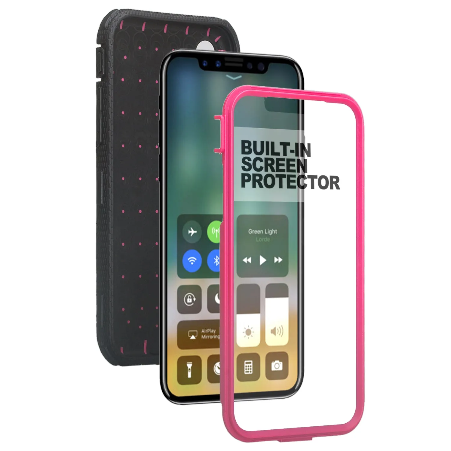 Samsung Galaxy A10e Case, Galaxy A10e Case,  Triple Protection 3-1 w/ Built in Screen Protector Heavy Duty Holster Shell Combo Case - Hot Pink
