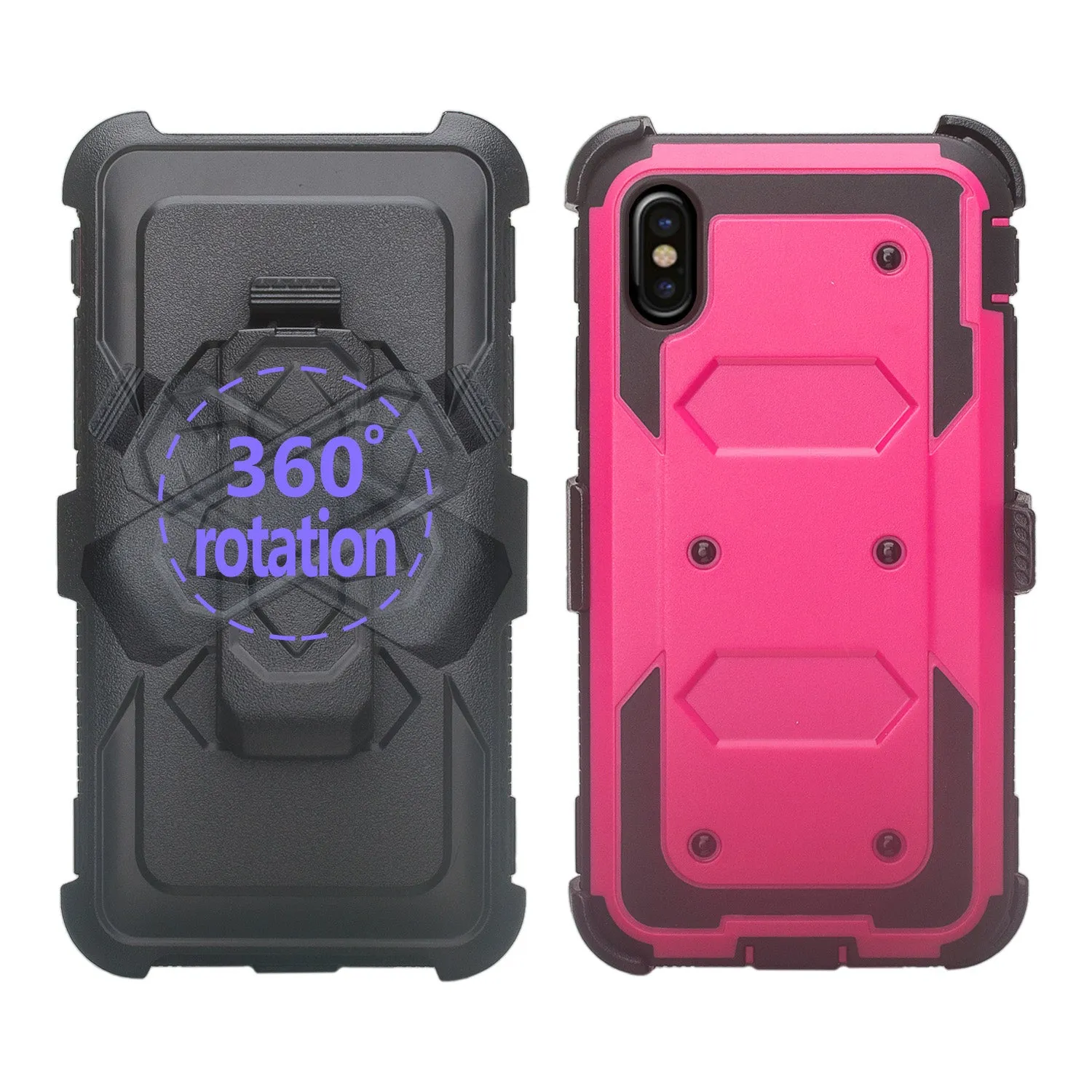 Samsung Galaxy A10e Case, Galaxy A10e Case,  Triple Protection 3-1 w/ Built in Screen Protector Heavy Duty Holster Shell Combo Case - Hot Pink
