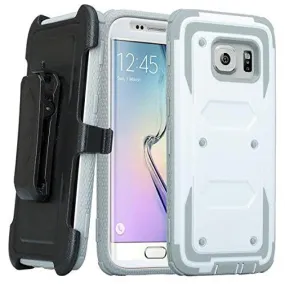 Samsung Galaxy S7 Case, Heavy Duty Hybrid Rotating Swivel Locking Holster Case for Galaxy S7 - White/Gray