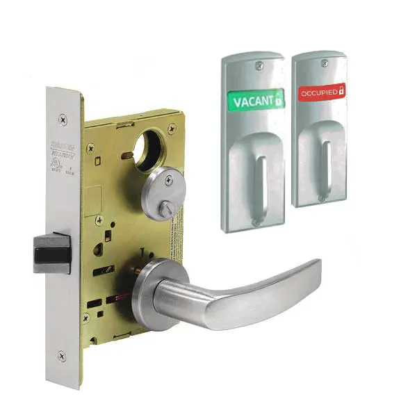 Sargent - 8265 - Mechanical Mortise Lock - LN Rose / B Lever - Privacy w/ Indicator - 1-3/4" Frame - Satin Chrome - Grade 1