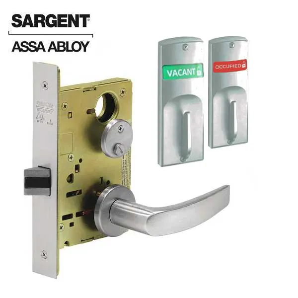 Sargent - 8265 - Mechanical Mortise Lock - LN Rose / B Lever - Privacy w/ Indicator - 1-3/4" Frame - Satin Chrome - Grade 1