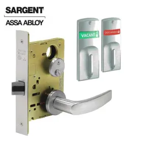 Sargent - 8265 - Mechanical Mortise Lock - LN Rose / B Lever - Privacy w/ Indicator - 1-3/4" Frame - Satin Chrome - Grade 1