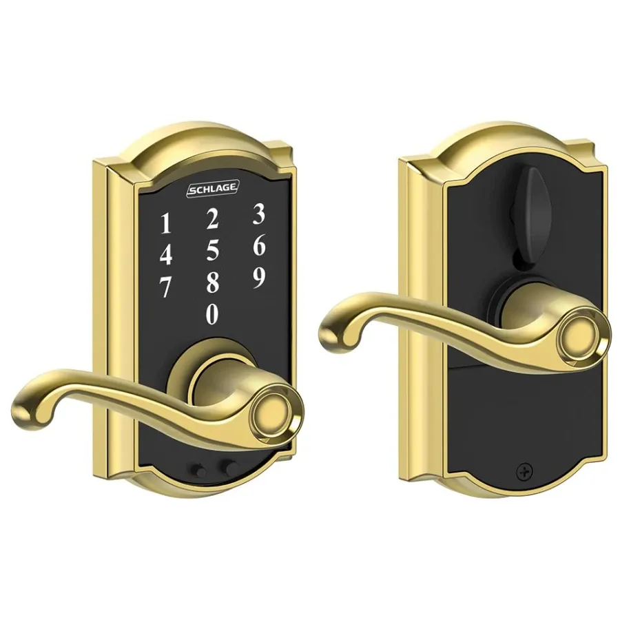 Schlage Camelot Touch Entry Leverset with Flair Lever