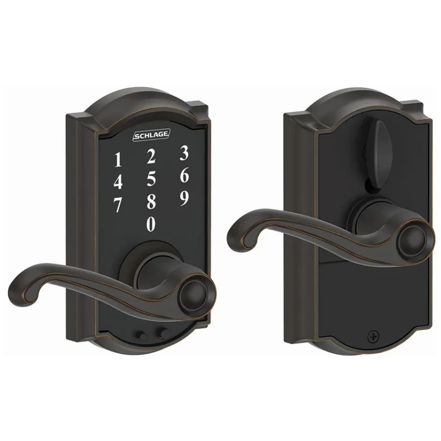 Schlage Camelot Touch Entry Leverset with Flair Lever