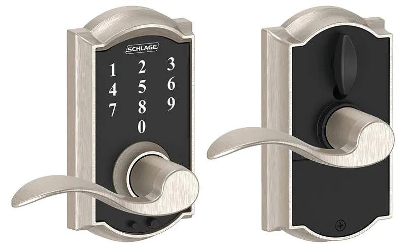 Schlage FE Series FE695VCAMXACC619 Electronic Entry Lock, Wave Design, Satin Nickel, Residential, 2 Grade, Metal :CD: QUANTITY: 1