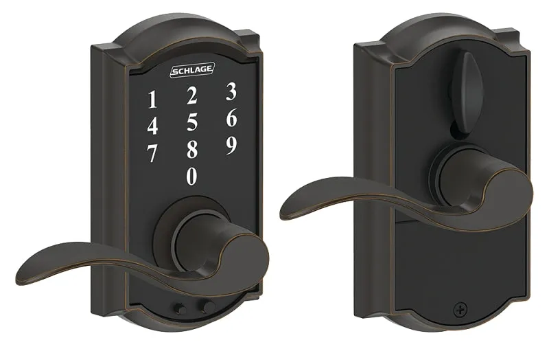 Schlage FE Series FE695VCAMXACC716 Electronic Entry Lock, Wave Design, Aged Bronze, Residential, 2 Grade, Metal :CD: QUANTITY: 1