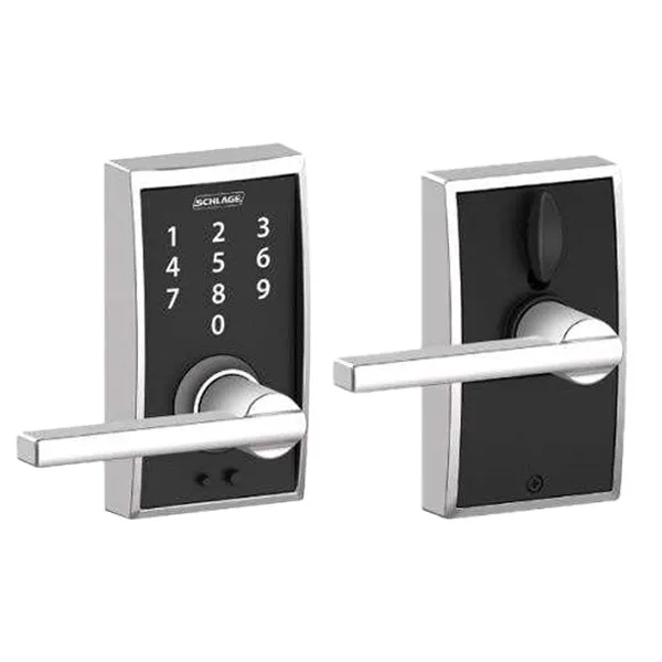 Schlage - FE695 - Keyless Touchscreen Lever - Century Style - Entry - Latitude Lever - 626 - Satin Chrome - Grade 2