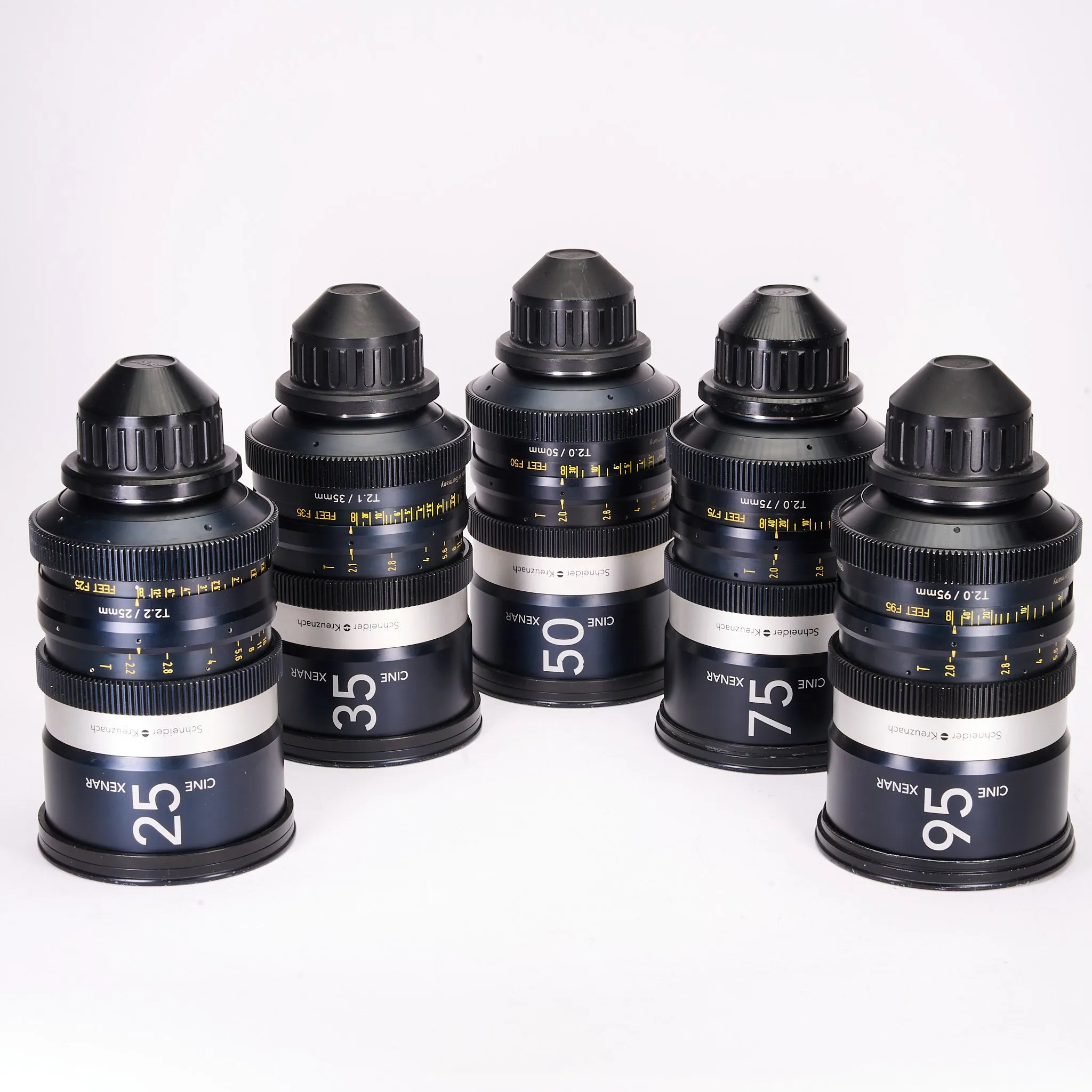 Schneider Cine Xenar II Lens Set 25mm 35mm 50mm 75mm 95mm with PL Mount & Feet