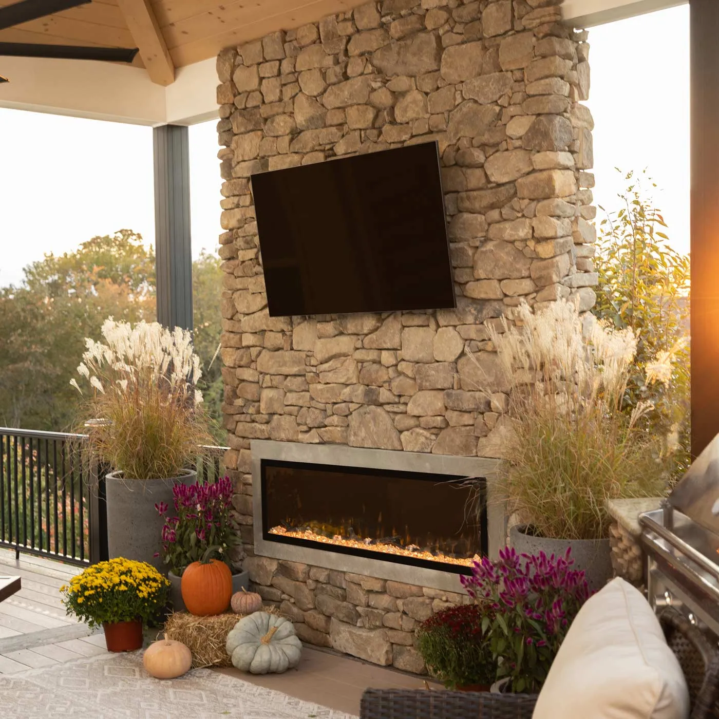 Sideline Elite 60 Inch Recessed Smart Outdoor Weatherproof Electric Fireplace (No Heat) 80049