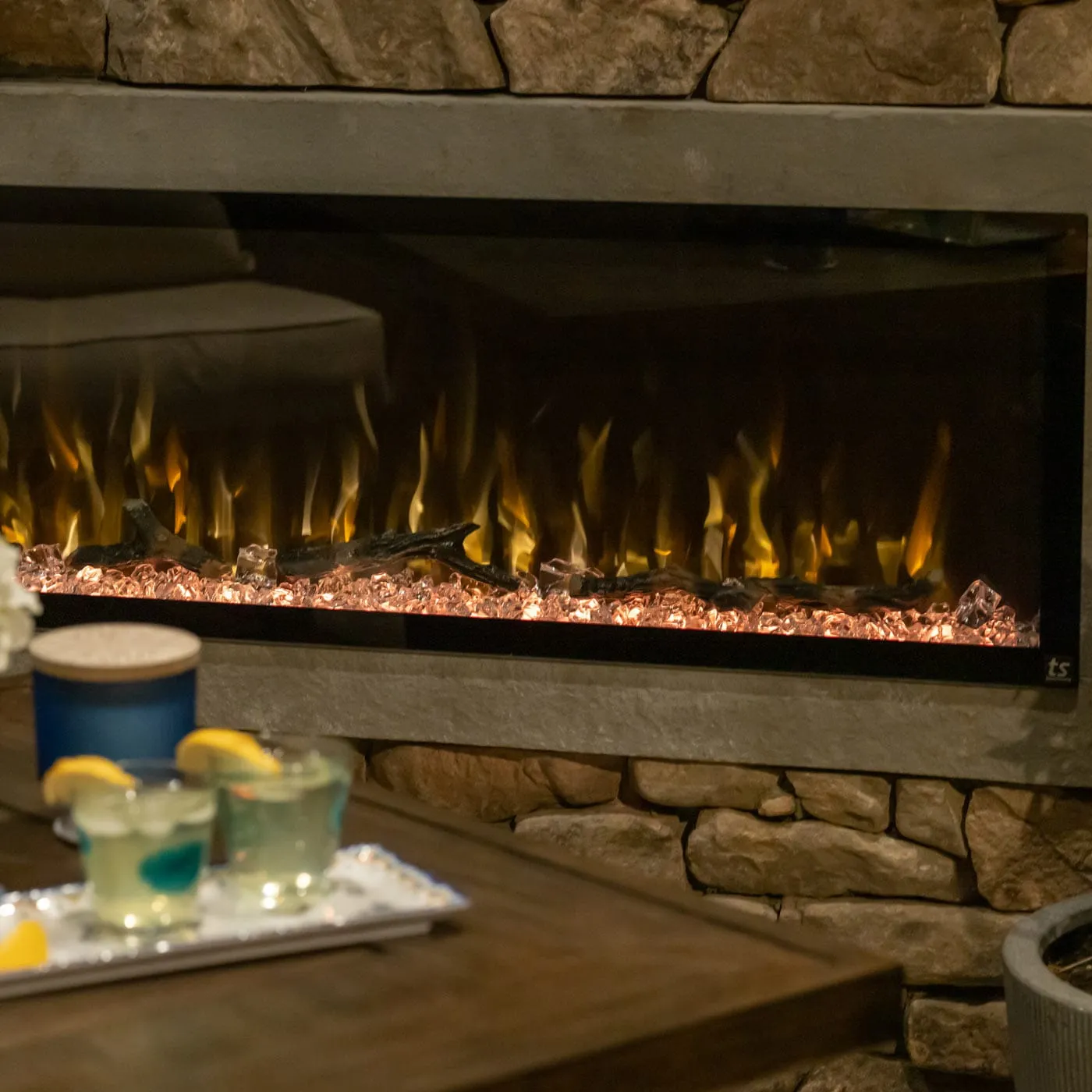 Sideline Elite 60 Inch Recessed Smart Outdoor Weatherproof Electric Fireplace (No Heat) 80049