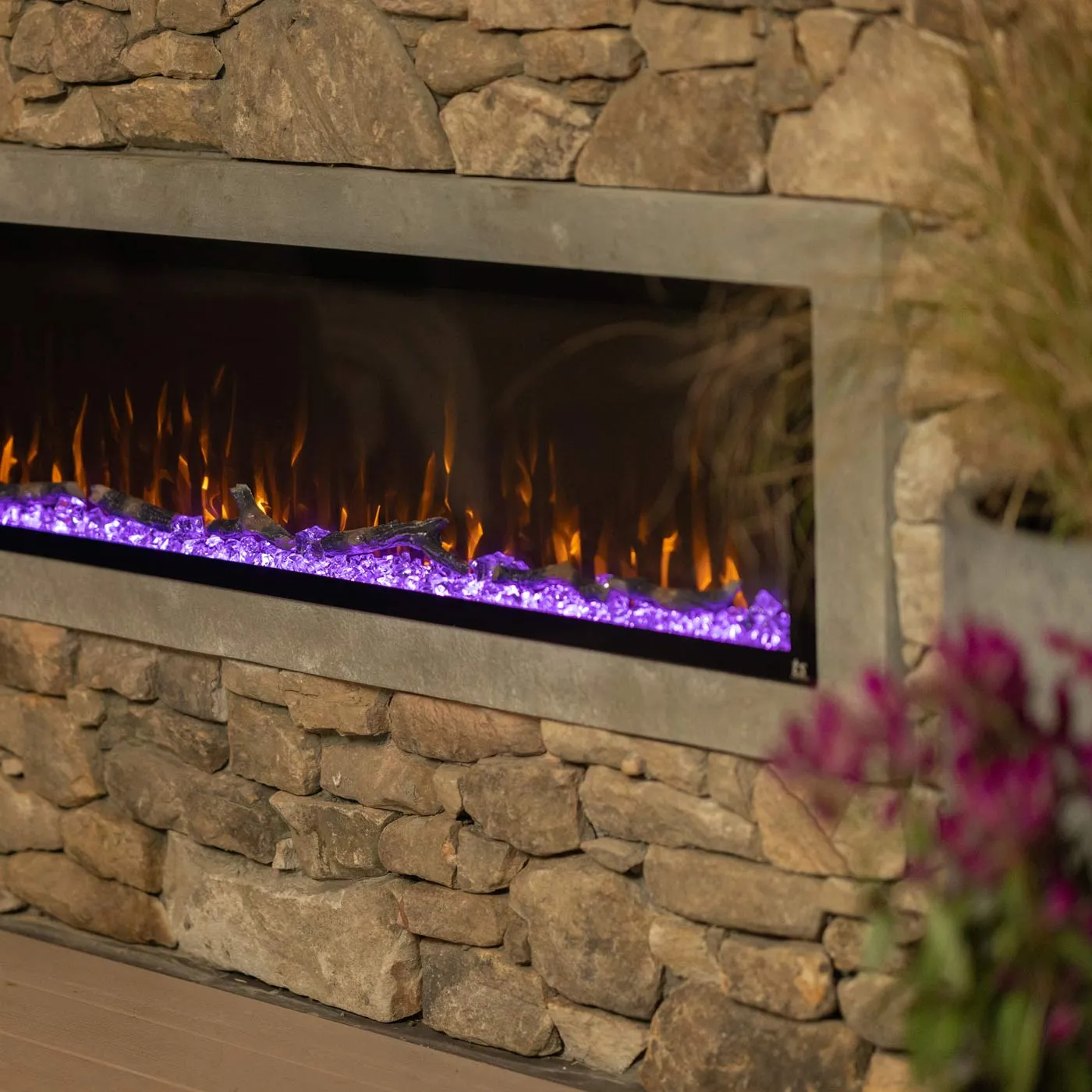 Sideline Elite 60 Inch Recessed Smart Outdoor Weatherproof Electric Fireplace (No Heat) 80049