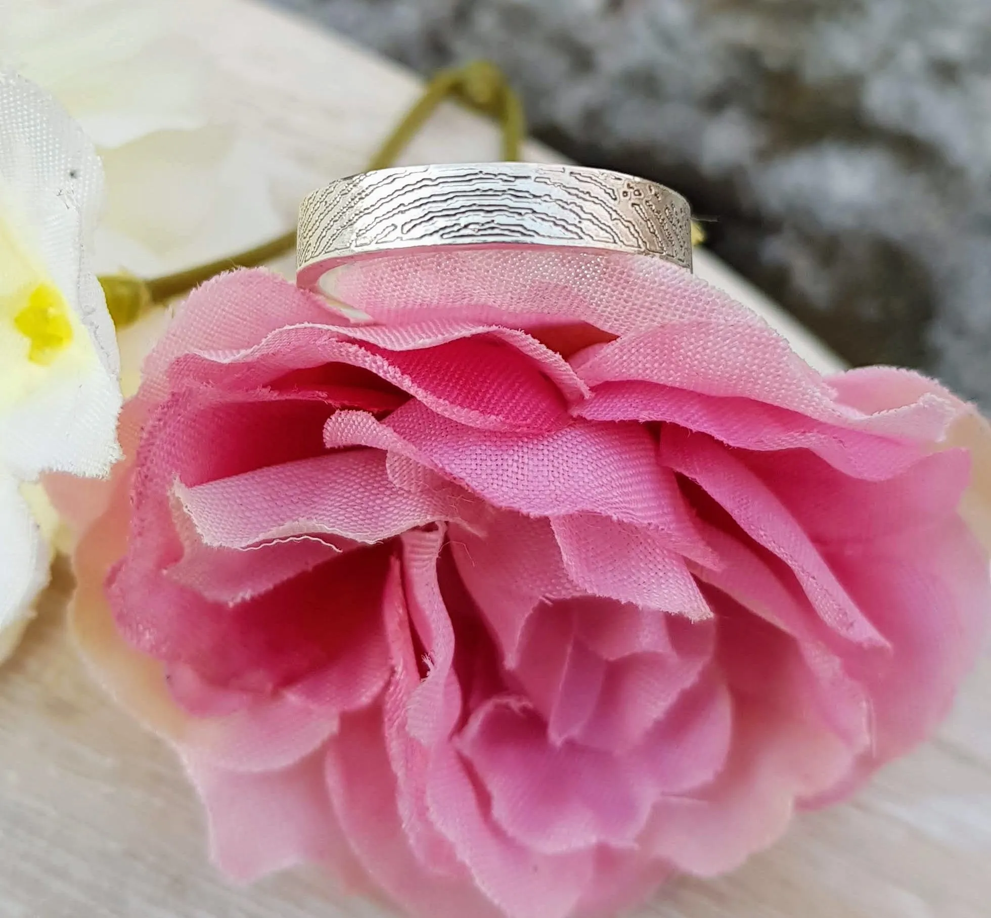 Silver Chunky Fingerprint Ring