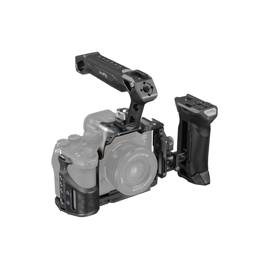 SmallRig Rhinoceros Camera Cage Kits Aluminum for Sony Alpha 7R V / Alpha 7 IV / Alpha 7S III with Top Handle, NATO Side Handle, HDMI Cable Clamp,  1/4""-20 & 3/8""-16 Threads, NATO Rail, Shoe Mount, QD Socket | 3708 3710"