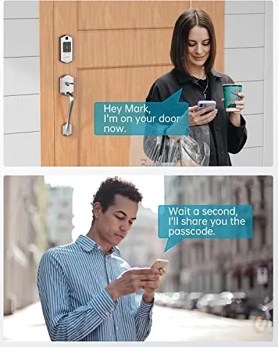 Smart Lock, HEANTLE Keyless Entry Door Lock with Touchscreen Keypads, Fingerprint Door Lock with Bluetooth APP Control for Home, Passcode Code Door Lock Smart Deadbolt