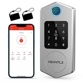 Smart Lock, HEANTLE Keyless Entry Door Lock with Touchscreen Keypads, Fingerprint Door Lock with Bluetooth APP Control for Home, Passcode Code Door Lock Smart Deadbolt