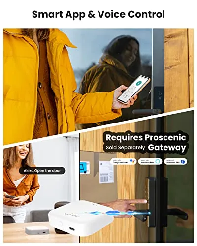 Smart Lock, Proscenic Keyless Entry Door Lock with Handle, Fingerprint Door Locks Support WiFi & Bluetooth, Touchscreen Electronic Door Locks with Keypads for Front Door, Bedroom, Home, Hotel, Airbnb