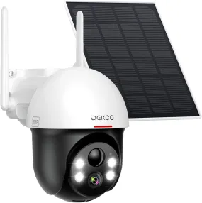 Solar Powered 2.4G WiFi 360° View Pan Tilt Strobe Wireless Outdoor Home Security System with Motion Detection Siren and Clear Night Vision