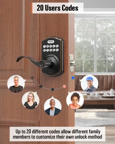 TEEHO Keyless Entry Electronic Door Locks with Keypads - Deadbolt Smart Lock - Front Door Lock Set with Door Levers - Auto Lock - Easy Installation - Oil-Rubbed Bronze