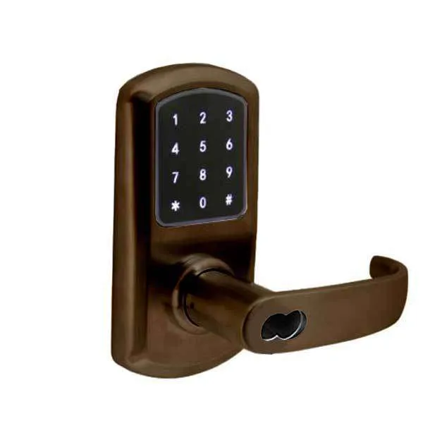 TownSteel - e-Elite 4010 - Electronic Push Button Lever Set - RFID - IC Core (SFIC) - 2-3/4″ Backset - Rigid Lever Set - Oil Rubbed Bronze - Key Override - Grade 1