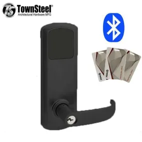 TownSteel - E-Genius 5000 - Interconnected Electronic Touch Keypad Lock - Entry - Bluetooth & RFID - 4" - On Center - Right Handed - Flat Black - Grade 1