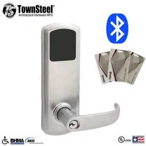 TownSteel - E-Genius 5000 - Interconnected Electronic Touch Keypad Lock - Entry - Bluetooth & RFID - 4" - On Center - Right Handed - Satin Chrome - Grade 1