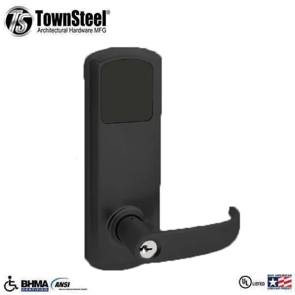 TownSteel - E-Genius 5000 - Interconnected Electronic Touch Keypad Lock - Entry - RFID & Wi-Fi - 4" - On Center - Right Handed - Flat Black - Grade 1