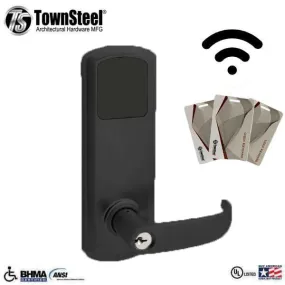 TownSteel - E-Genius 5000 - Interconnected Electronic Touch Keypad Lock - Entry - RFID & Wi-Fi - 4" - On Center - Right Handed - Flat Black - Grade 1