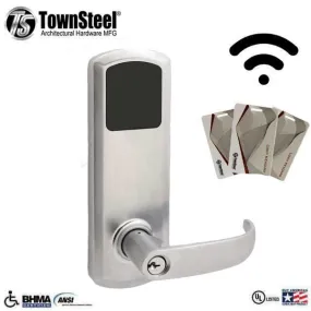 TownSteel - E-Genius 5000 - Interconnected Electronic Touch Keypad Lock - Entry - RFID & Wi-Fi - 5-1/2" - On Center - Right Handed - Satin Chrome - Grade 1