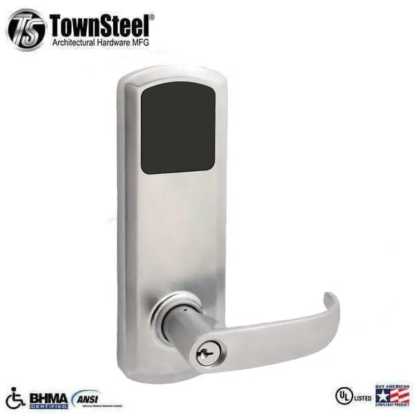 TownSteel - E-Genius 5000 - Interconnected Electronic Touch Keypad Lock - Entry - RFID & Wi-Fi - 5-1/2" - On Center - Right Handed - Satin Chrome - Grade 1