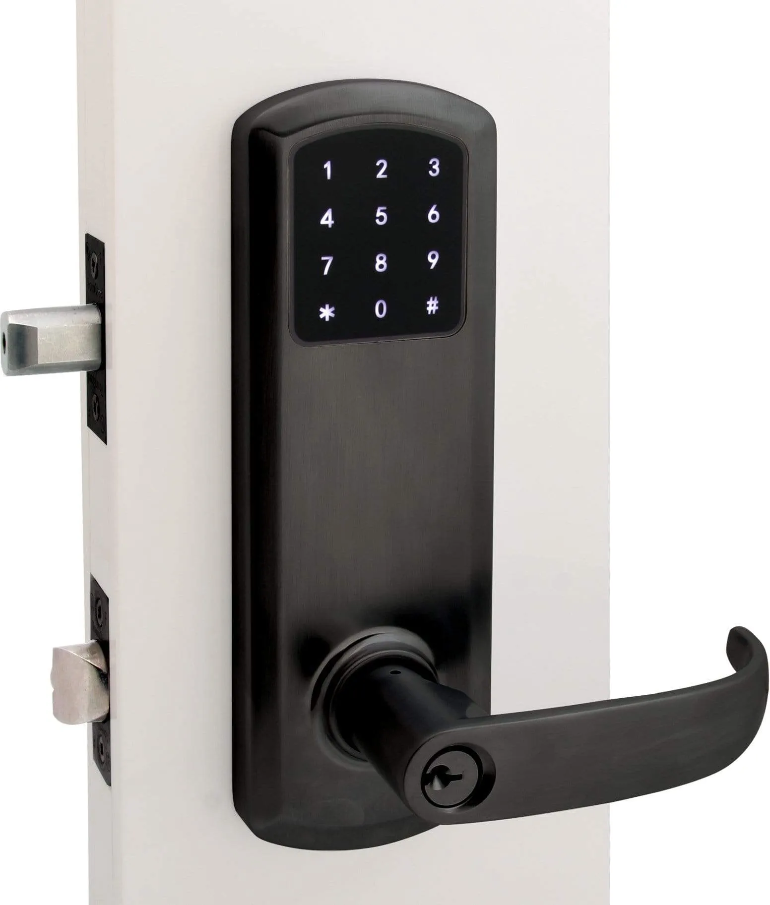 TownSteel E-Genius 5000 Series Grade 1 Interconnected Push Button Electronic Lock 4" On Center w/Bluetooth-Flat Black