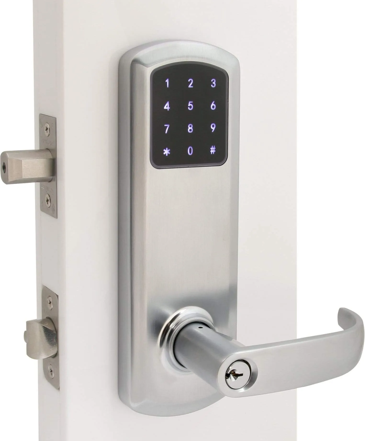 TownSteel E-Genius 5000 Series Grade 1 Interconnected Push Button Electronic Lock 4" On Center w/Bluetooth-Satin Chrome