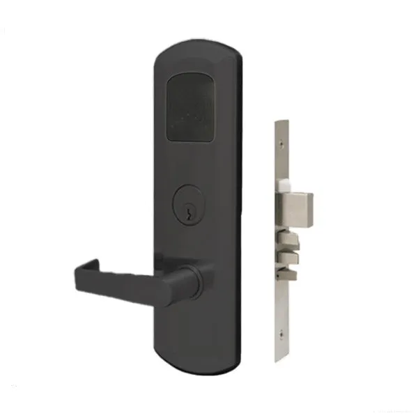 TownSteel - E-Kontos 1B 5000 Series Mortise Lock - Bluetooth - Automated Deadbolt - 2-3/4″ Backset - Quest Lever Set - Right Handed - Flat Black - Keyed Different - Grade 1