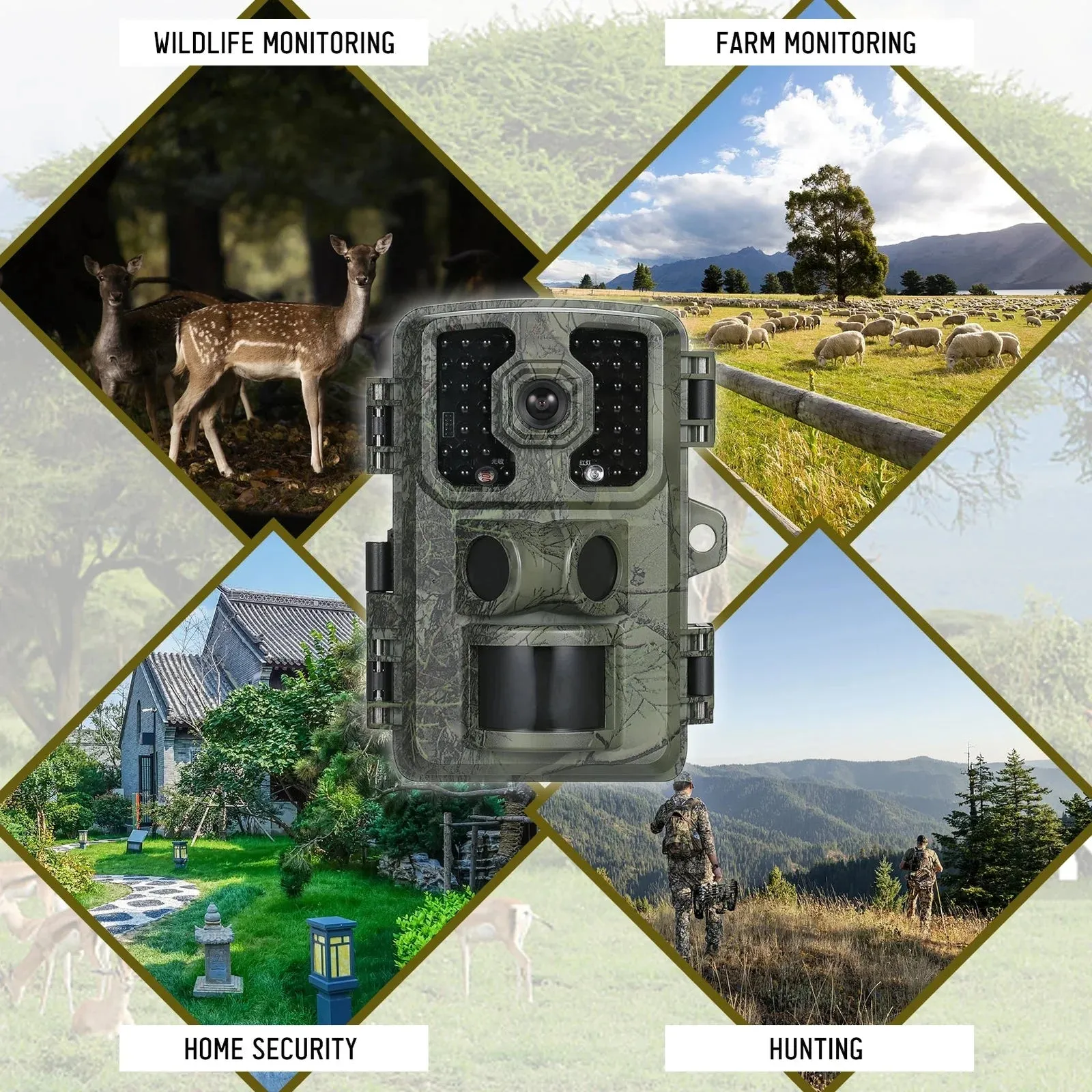 Trail Camera 16MP 4K Waterproof Game Hunting Camera with Night Vision for Wildlife Monitoring Hunting