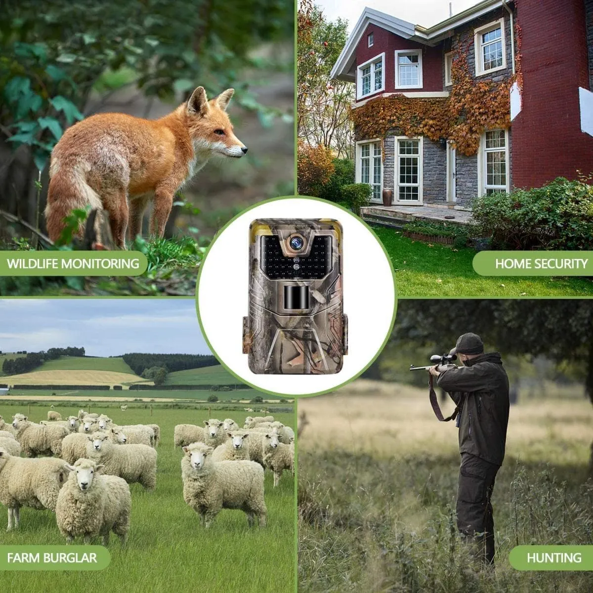 Trail Camera WiFi 24MP 1296P Upgrade Bluetooth Game Cameras with Night Vision Motion Activated and 120°Detection Angel for Outdoor Wildlife Monitoring
