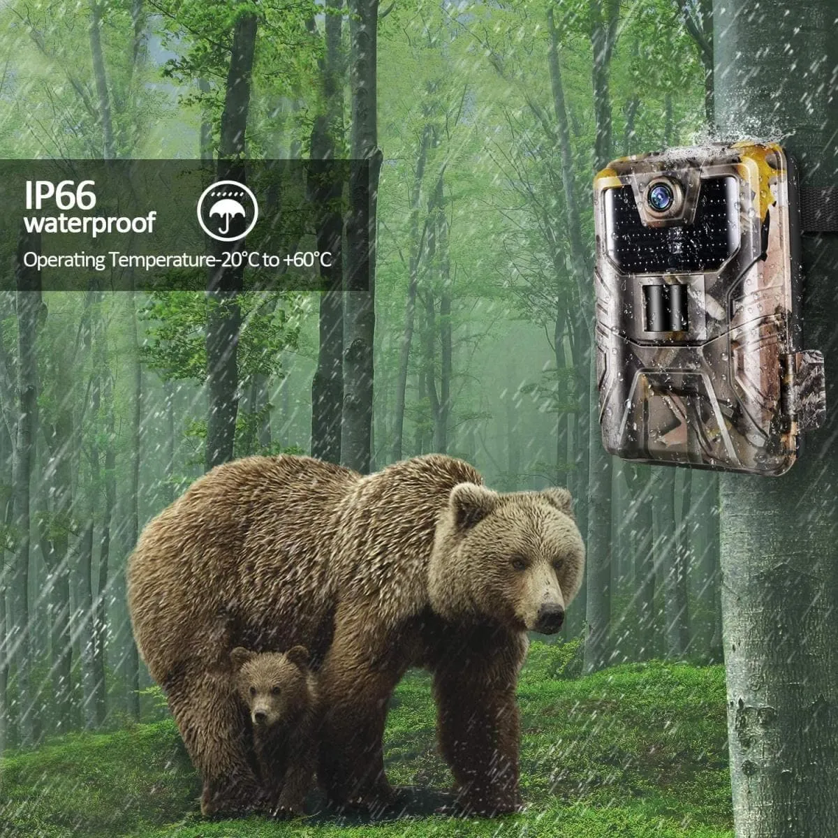 Trail Camera WiFi 24MP 1296P Upgrade Bluetooth Game Cameras with Night Vision Motion Activated and 120°Detection Angel for Outdoor Wildlife Monitoring