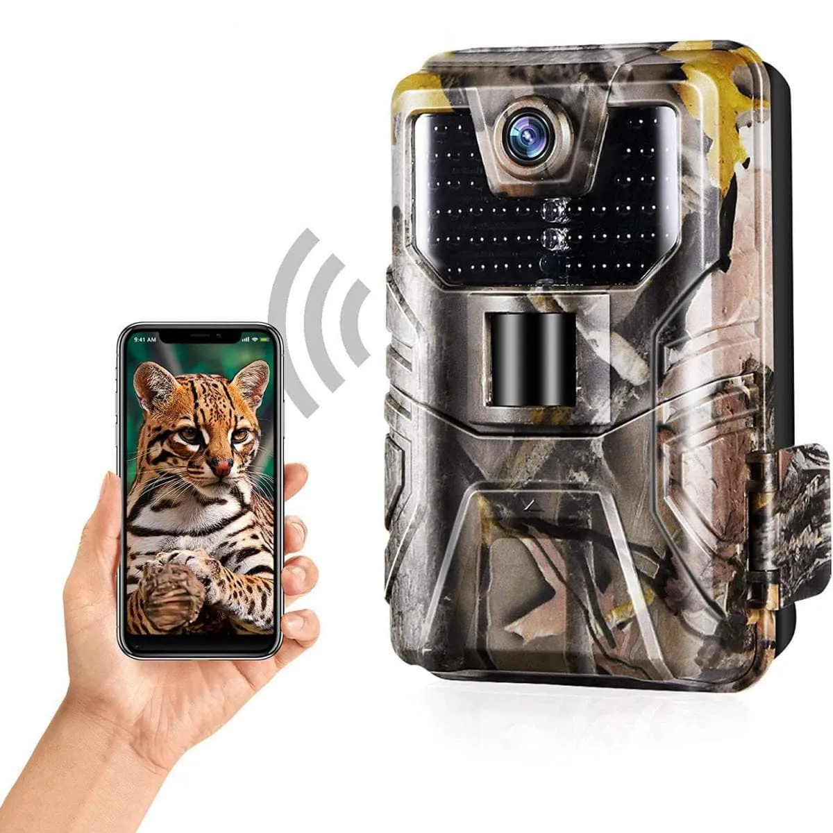 Trail Camera WiFi 24MP 1296P Upgrade Bluetooth Game Cameras with Night Vision Motion Activated and 120°Detection Angel for Outdoor Wildlife Monitoring